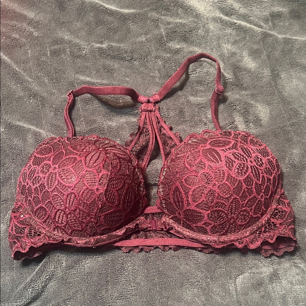 PINK Victoria's Secret Lace Bralette - Deep Red